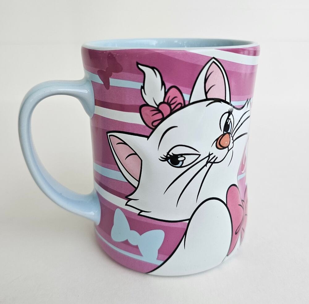 Disney Aristocats Mug Marie Pink Cat Coffee Cup Bows Striped Movie